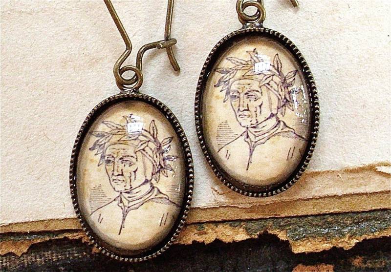 Dante Ohrringe - Durante Degli Alighieri Antik Druck Hängeohrringe in Silber Oder Bronze von TheLysineContingency