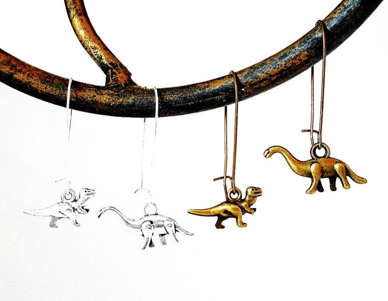 Dino Sale - Dinosaurier Ohrringe Dino in Silber Oder Bronze Brontosaurus Und Tyrannosaurus Rex/T-Rex von TheLysineContingency