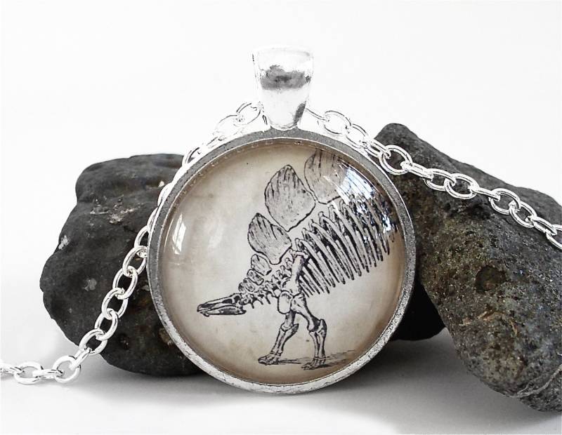 Dinosaurier Halskette - Stegosaurus in Silber Fossil Anhänger von TheLysineContingency