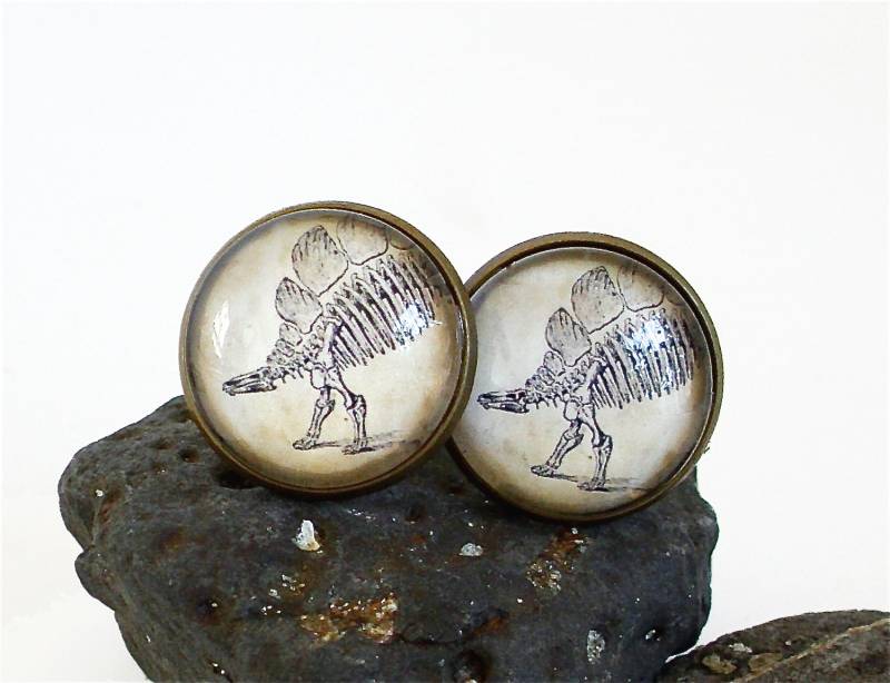 Dinosaurier Manschettenknöpfe - Stegosaurus in Bronze Oder Silber Finish Paläontologie Wissenschaft von TheLysineContingency