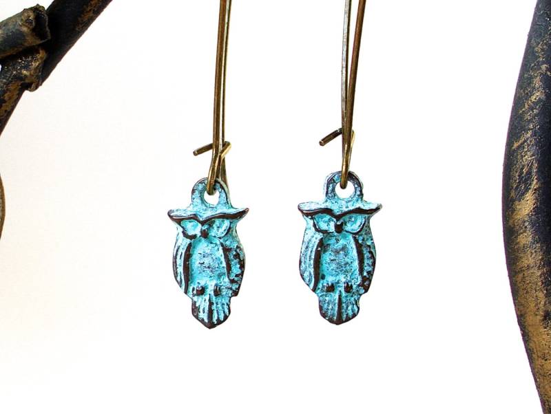 Eulen Ohrringe - Little Greek Bronze Antique Patina Eule Ohrhänger von TheLysineContingency