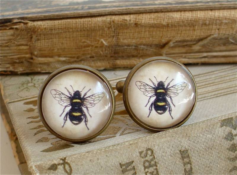 Honey Bee Manschettenknöpfe in Bronze Oder Silber - Biene Sherlock Holmes von TheLysineContingency