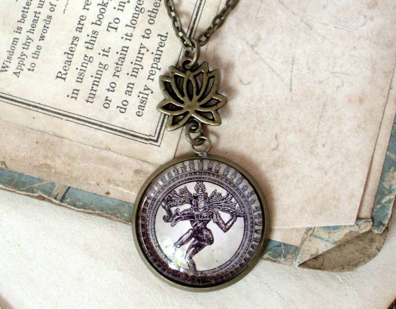 Lord Shiva Halskette - Hindu Gott Indien Lotus Kette in Bronze Yoga von TheLysineContingency