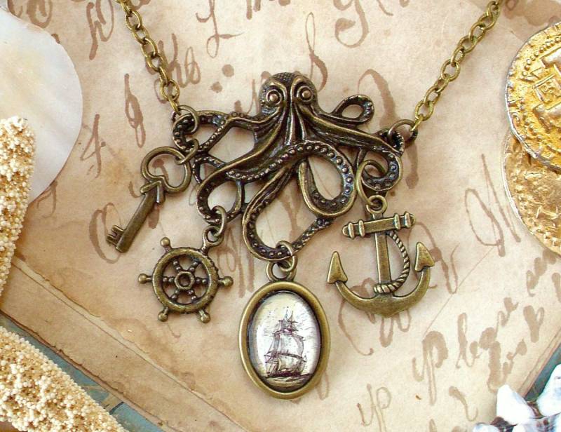 Oktopus Halskette - Anker Piraten Schmuck Statement Der Kraken Schiff von TheLysineContingency