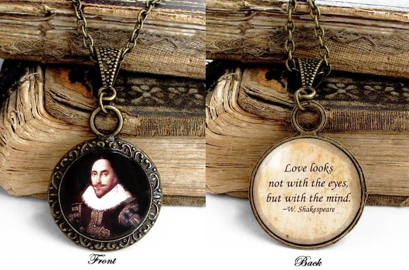William Shakespeare Halskette - Doppelseitiger Poesie Zitat Anhänger in Bronze Oder Silber Love von TheLysineContingency
