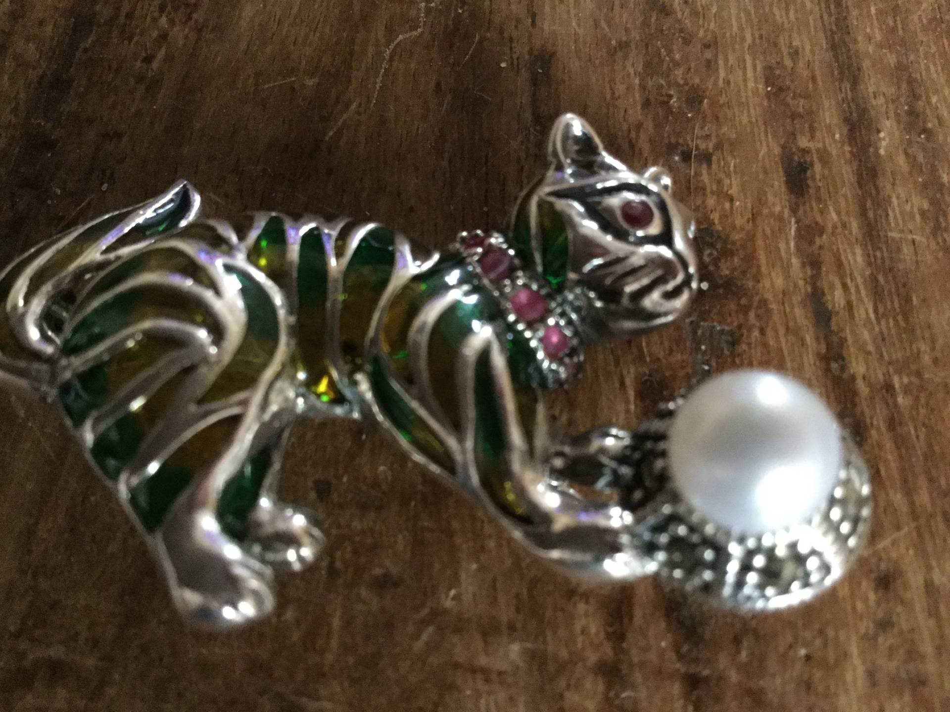 sterling Silber „Plique A Jour" Katzenbrosche von TheMadMarchHareStore