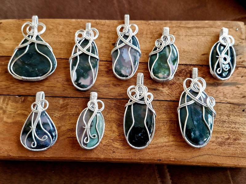 Moosachat Anhänger in Draht Gebunden von TheMagicRunenShop