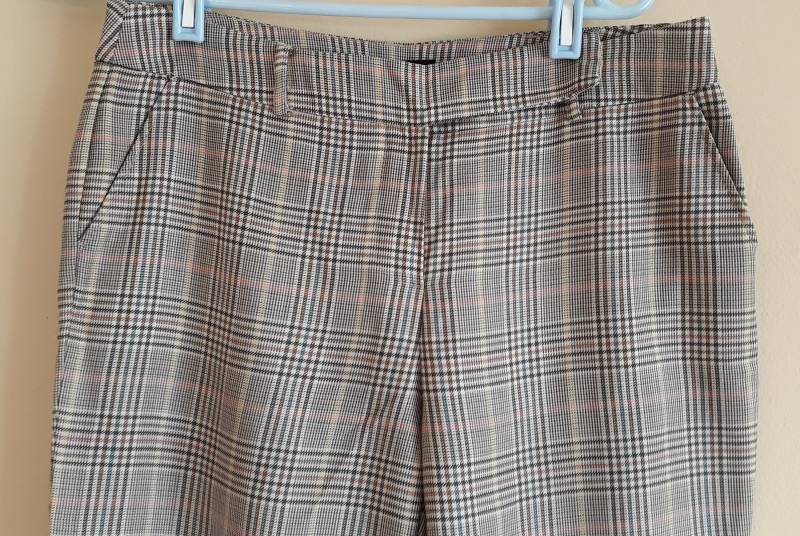 Vintage Karo 3/4 Hose, Beige Braun Gelb Pink Hose, Wollseide Gr. Us M Hose von TheMagicThings