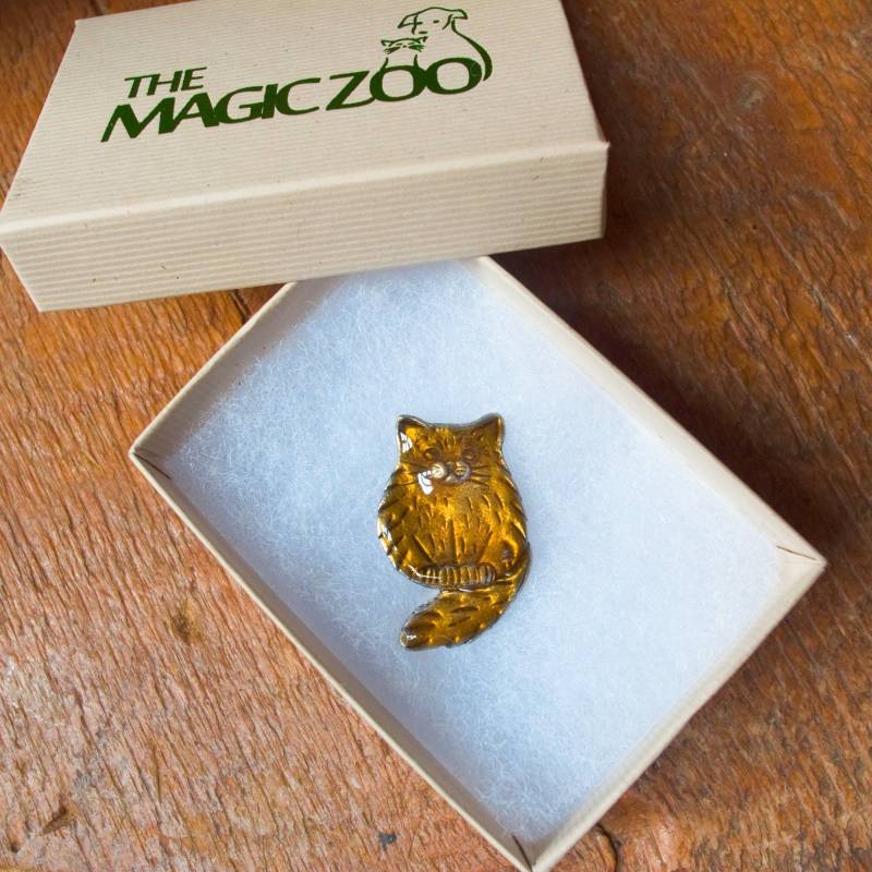 Emaille Braune Fat Cat Brosche von TheMagicZoo