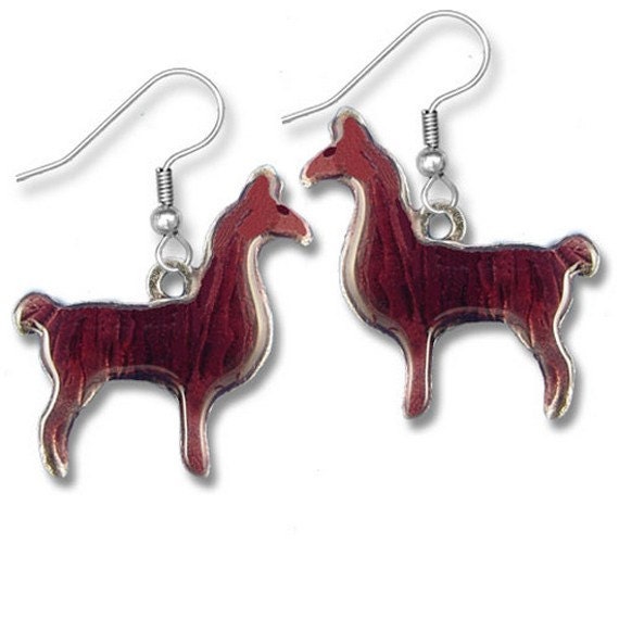 Emaille Handbemalte Lama Ohrringe von TheMagicZoo