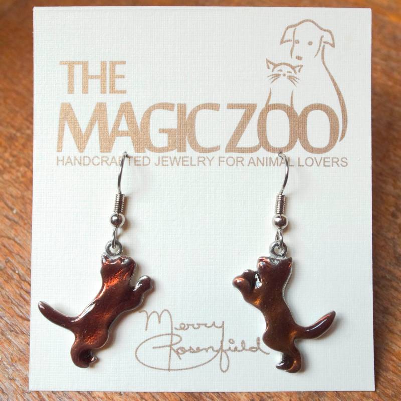 Emaille Havanna Braune Katzen Ohrringe von TheMagicZoo