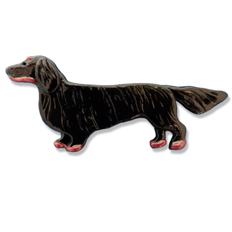 Emaille Langhaardackel Pin Anstecknadel Schwarz Und Hellbraun von TheMagicZoo