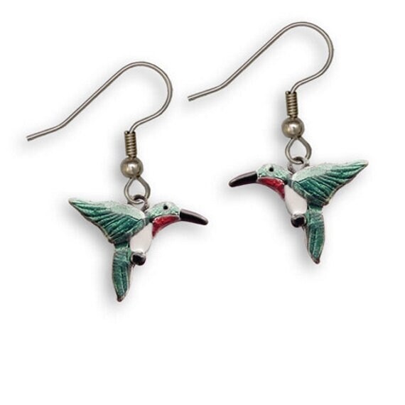 Emaille Rubin Throated Kolibri Ohrringe von TheMagicZoo