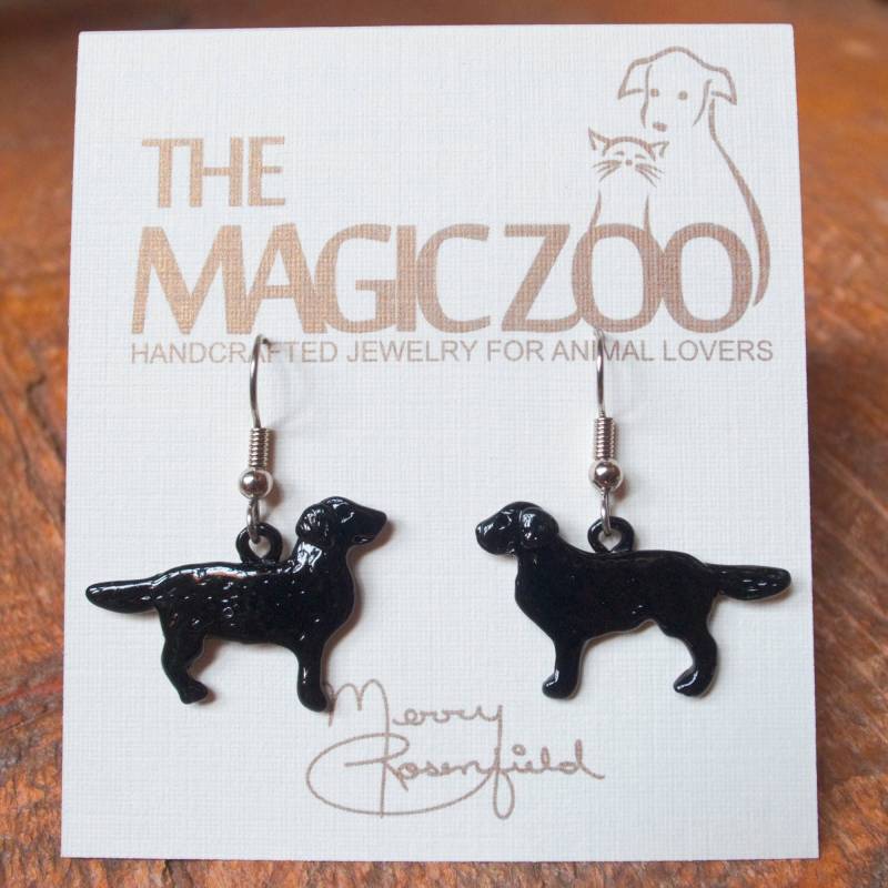 Emaille Schwarz Labrador Retriever Ohrringe von TheMagicZoo