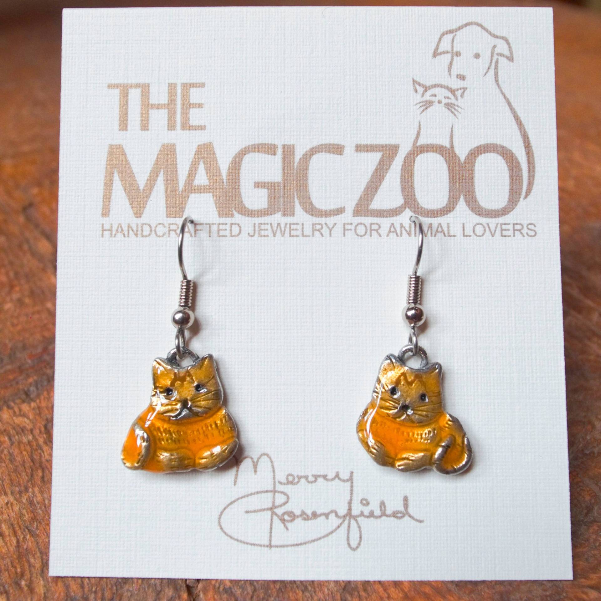 Orange Getigerte Ohrringe Aus Emaille von TheMagicZoo