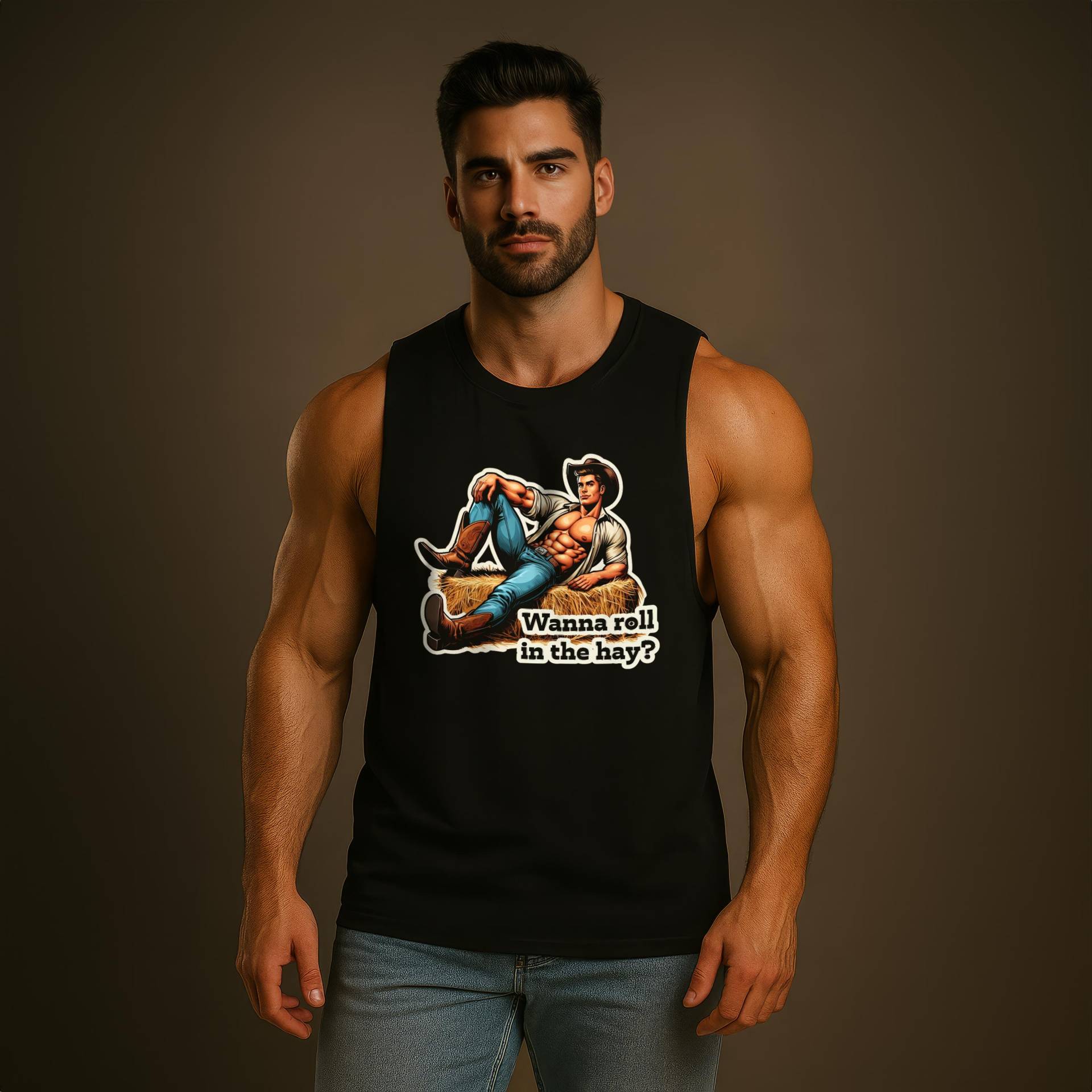 Wanna Rollen Im Heu Cowboy Muskel Tank Lgbtq+ Pride Gym Shirt Wanna Rollen Im Heu Cowboy Muskel Tank Lgbtq+ Pride Gym Shirt von TheMaleLabel