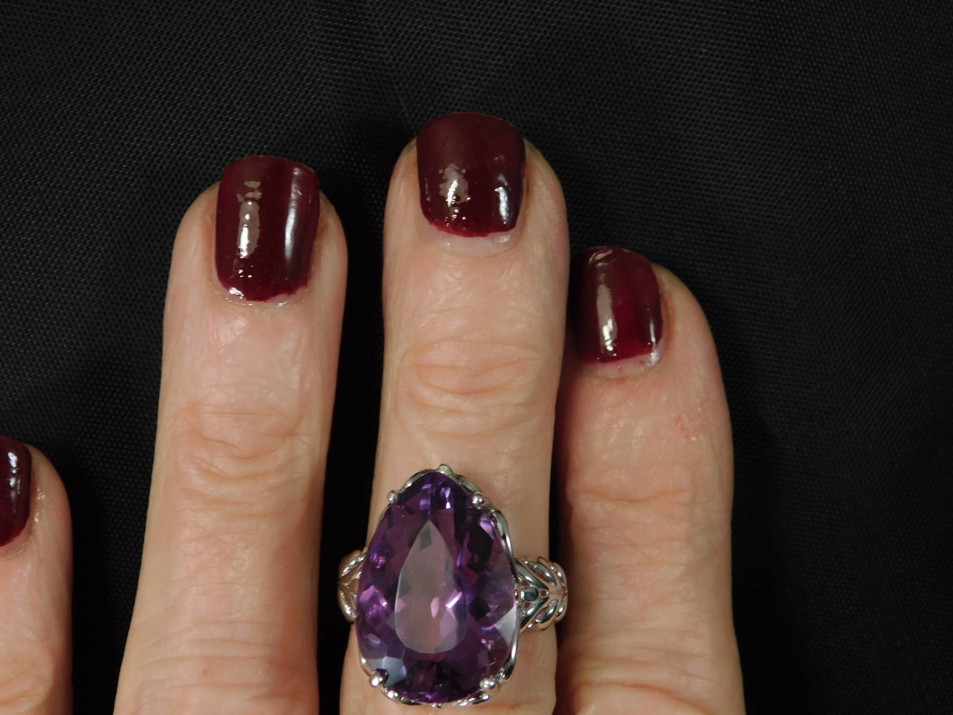 17.33 Ct. Pear Amethyst Avant Garde Sterling Sliver Fiigree Ring von TheMasterJeweler