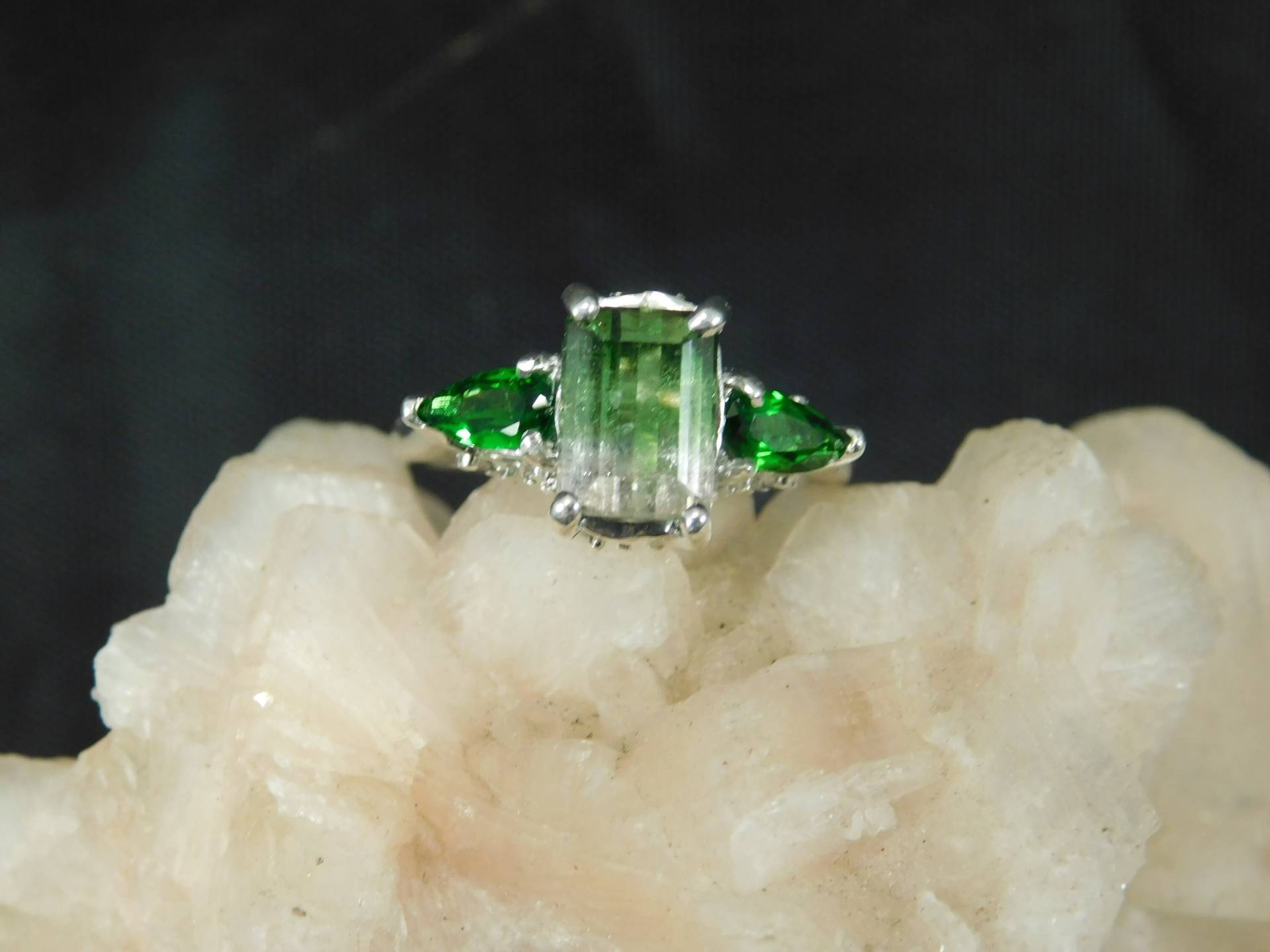 3, 64 Ct. Zweifarbiger Turmalin Und Chromdiopsid Ring Sterling Silber von TheMasterJeweler