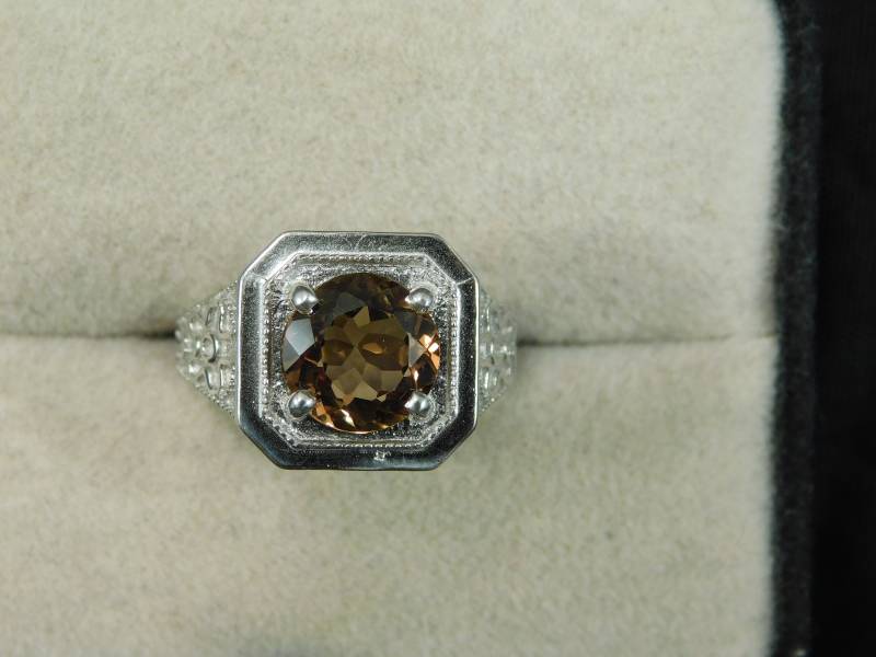 3.01 Ct. Runder Goldener Topas Ring Art Deco Stil Graviert 925 Silber 3.01 Ct. Runder Goldener Topas Ring Art Deco Stil Graviert 925 Silber von TheMasterJeweler