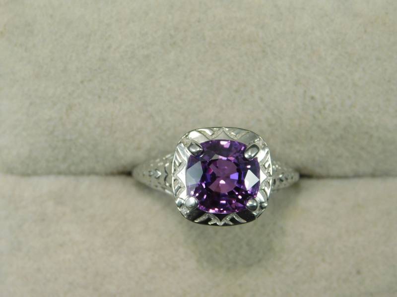 3.10 Ct. Kissen Amethyst Ring Art Deco Stil Sterling Silber von TheMasterJeweler