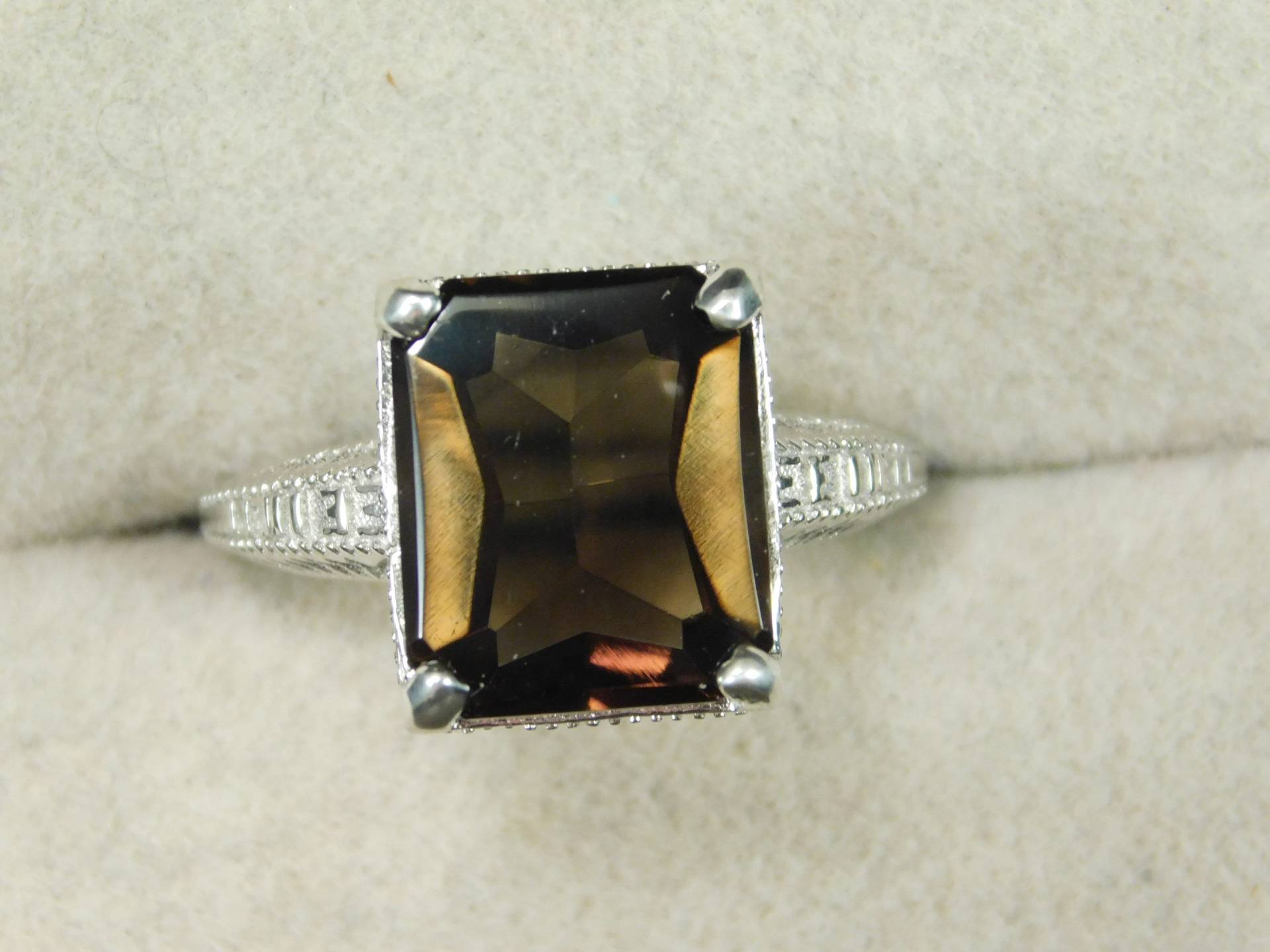 5.00 Ct. Smaragdschliff Rauchquarz Ring Sterling Silber von TheMasterJeweler