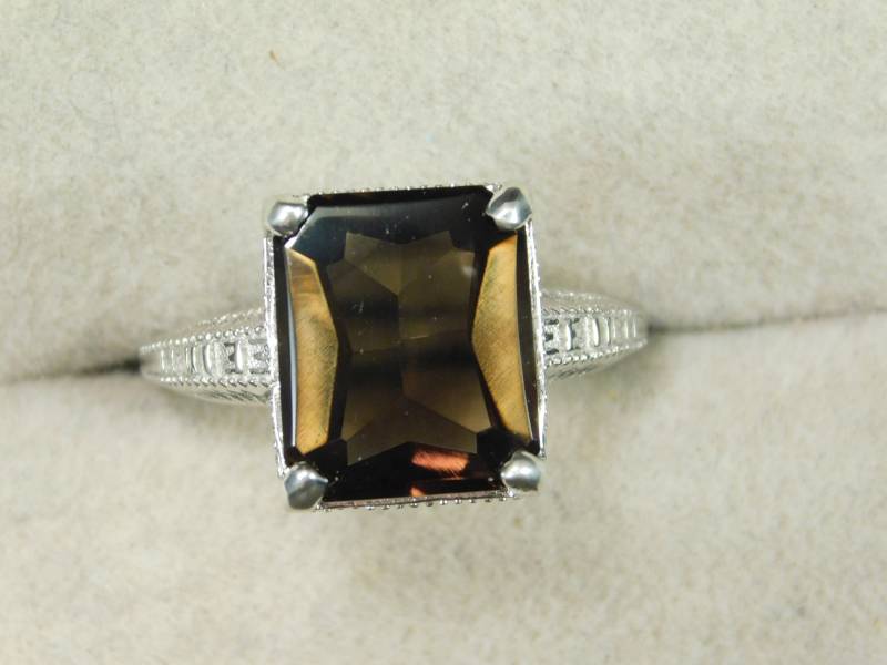 5.00 Ct. Smaragdschliff Rauchquarz Ring Sterling Silber von TheMasterJeweler