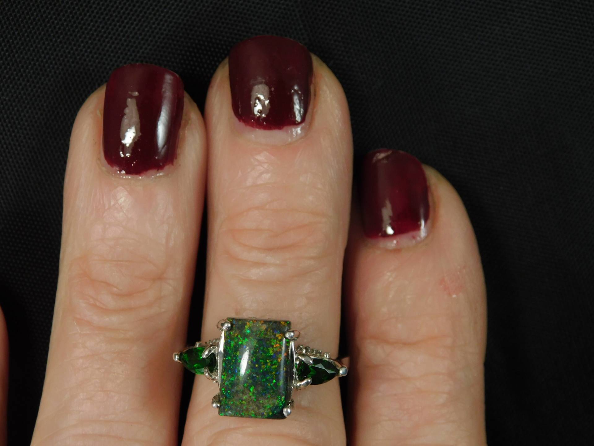 Custom 2.56 Ct. Smaragd Cut Pin Fire Opal Und Chrom Diopside Ring Sterling Silber von TheMasterJeweler