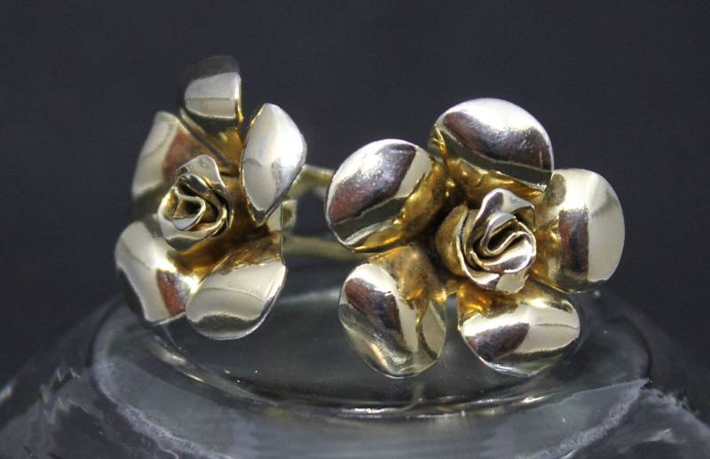 Schöne Vintage Florale Gold Metall Manschettenknöpfe Blumendesign Mit Geriffelten Blütenblättern In von TheMensRoomStore