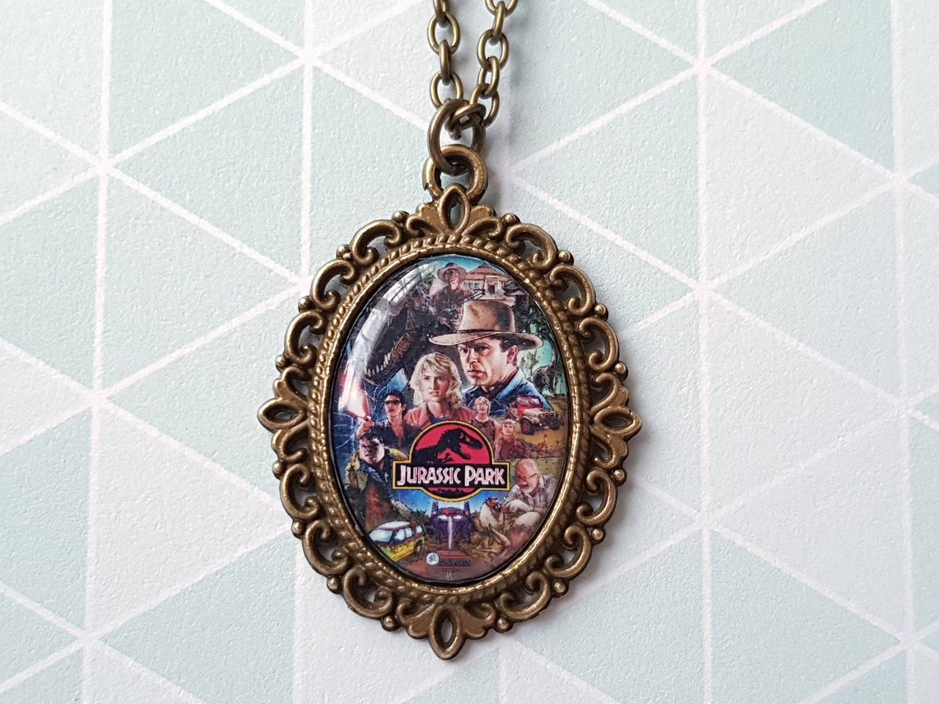 Jurassic Park Inspiriert Cameo Halskette - Silber Option Erhältlich von TheMermaidsEmporium