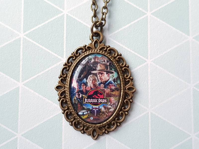 Jurassic Park Inspiriert Cameo Halskette - Silber Option Erhältlich von TheMermaidsEmporium