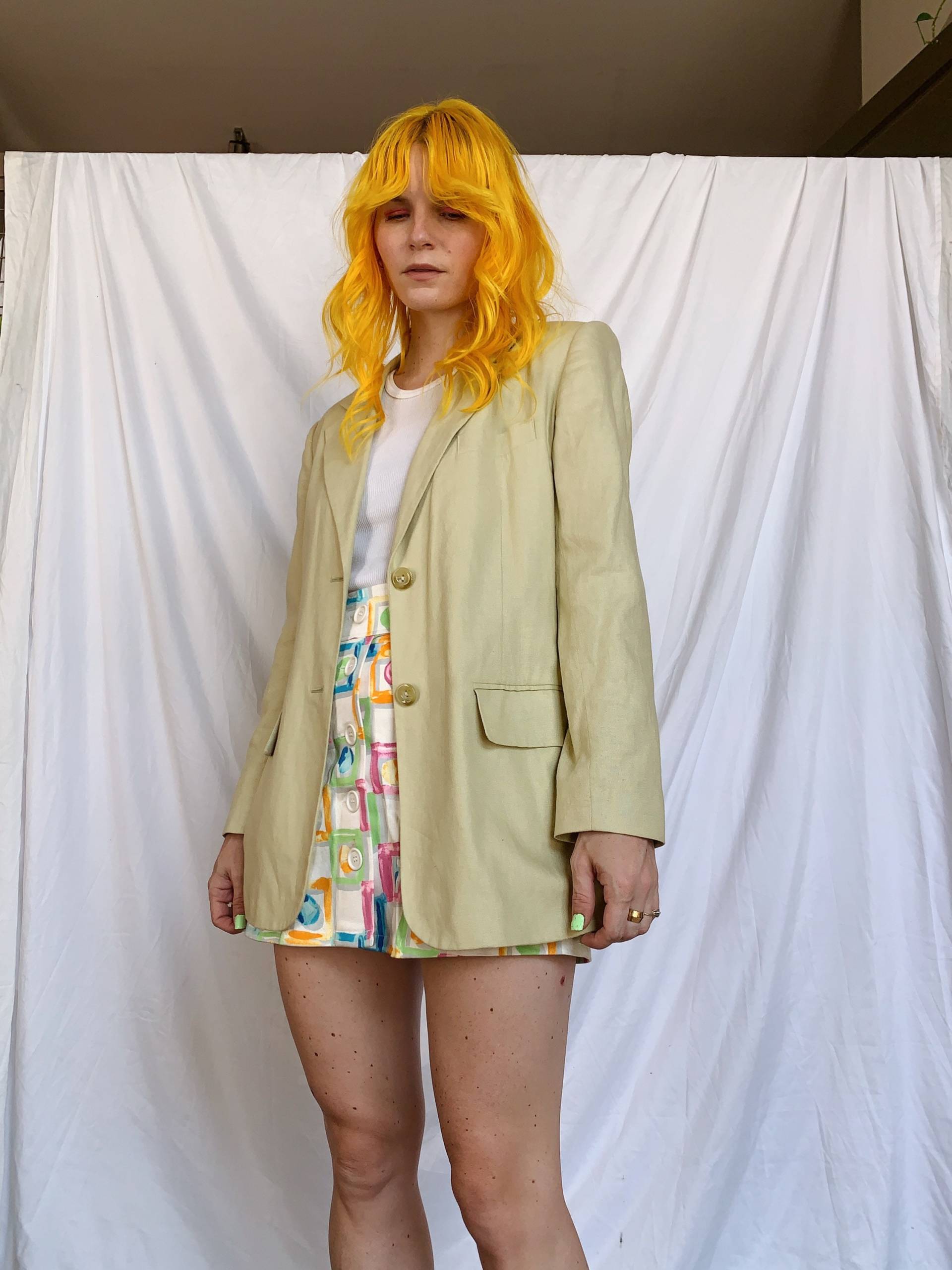 Vintage Pastell Lime Leinen/Rayon Blazer von TheMetalRomanticShop