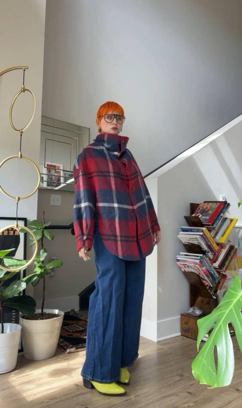 Vtg 80Er Jahre Armani Jeans Kariertes Wollshacket von TheMetalRomanticShop