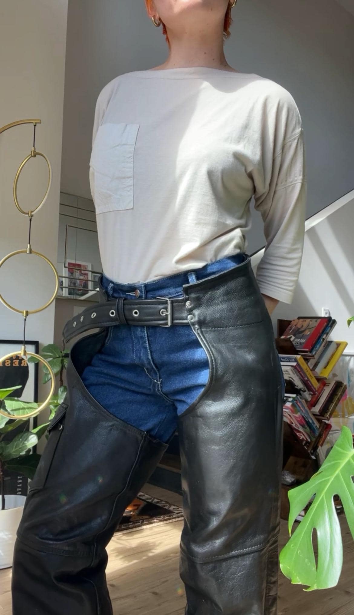 Vtg 90Er Jahre Schwarze Leder Chaps von TheMetalRomanticShop