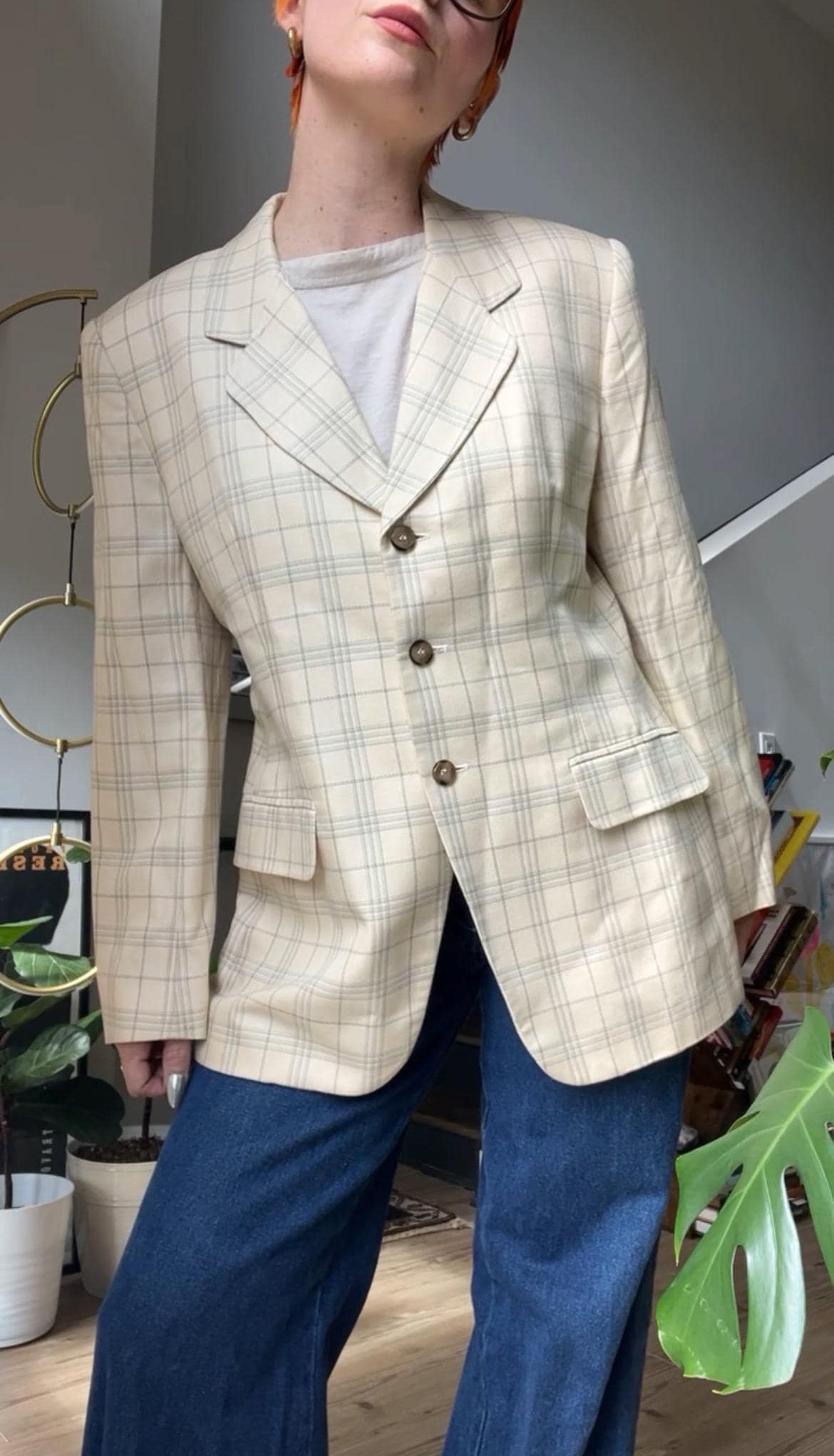 Vtg 90S Creme Karierter Blazer von TheMetalRomanticShop