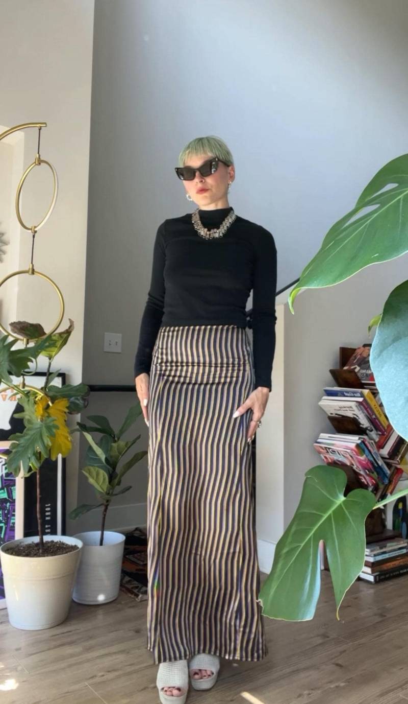 Vtg Patrizia Pepe Streifen Seiden Maxi Rock von TheMetalRomanticShop