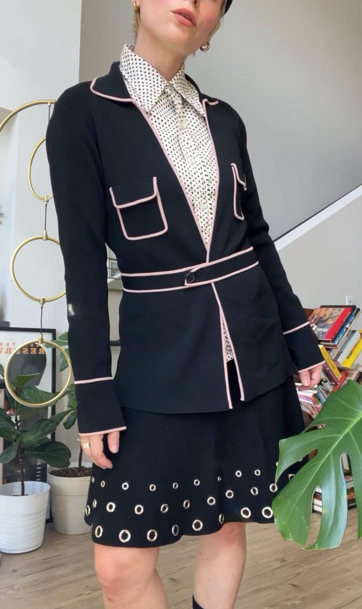 Vtg Y2K Schwarz/Rosa Gestrickte Jacke von TheMetalRomanticShop