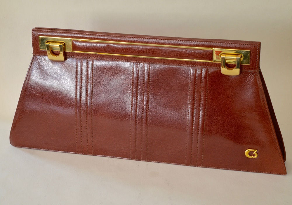 Vintage 1970Er Jahre Italienisch Pelletteria C3 Leder Mode Handtasche Geldbörse High Fashion Milan Mid Century Modern Clutch Disco Studio 52 Kette von TheMetaphysicalStuff