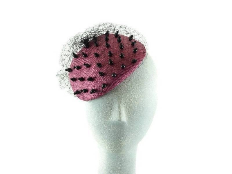 Rosa Pillbox Fascinator Hut Perlen Schleier, Mutter Der Braut von TheMillineryShop