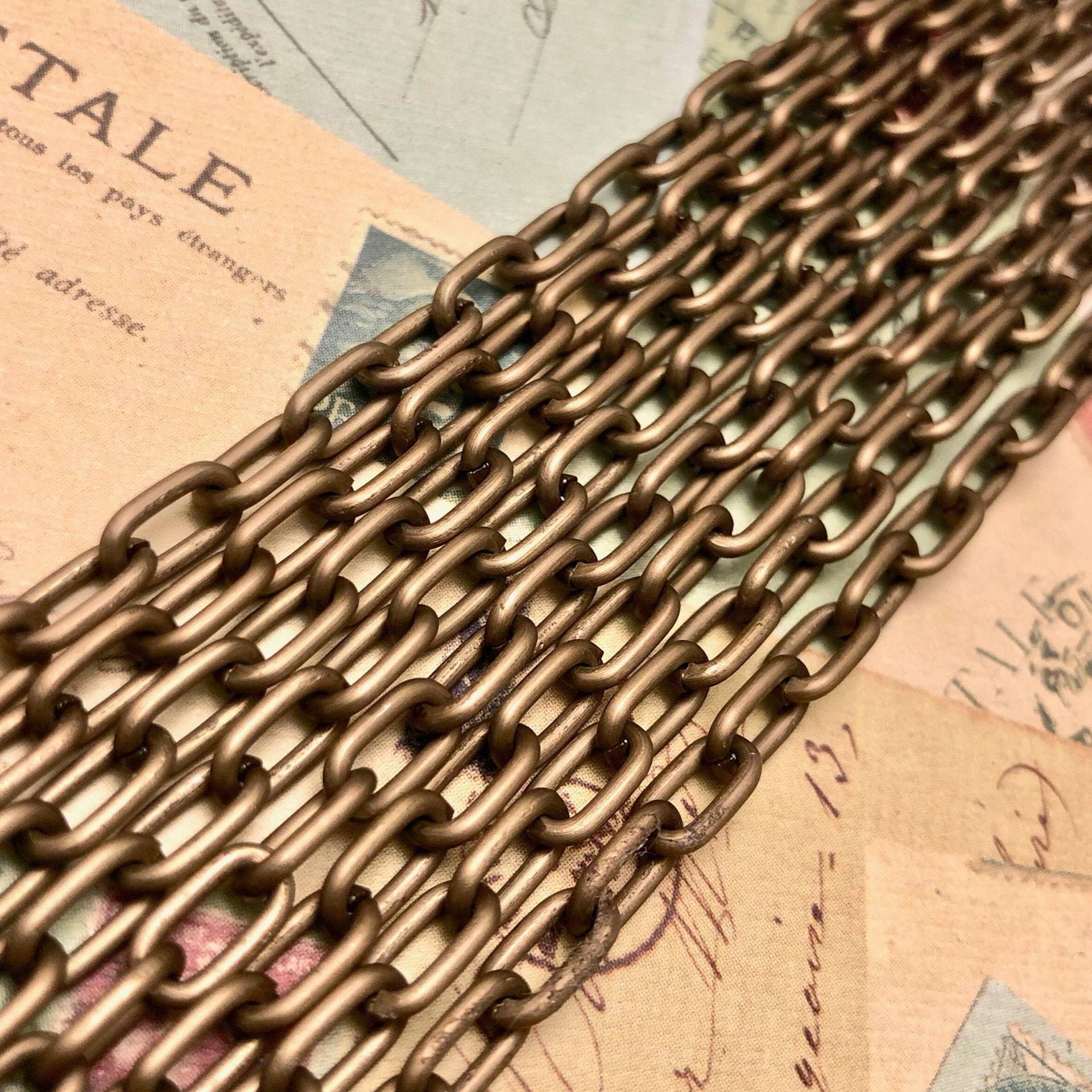 Aluminium Galvanisierte Matte Bronzekette 4 X 8 Mm | Verkauft Durch Den Fuß | Alum20 von TheModAnt