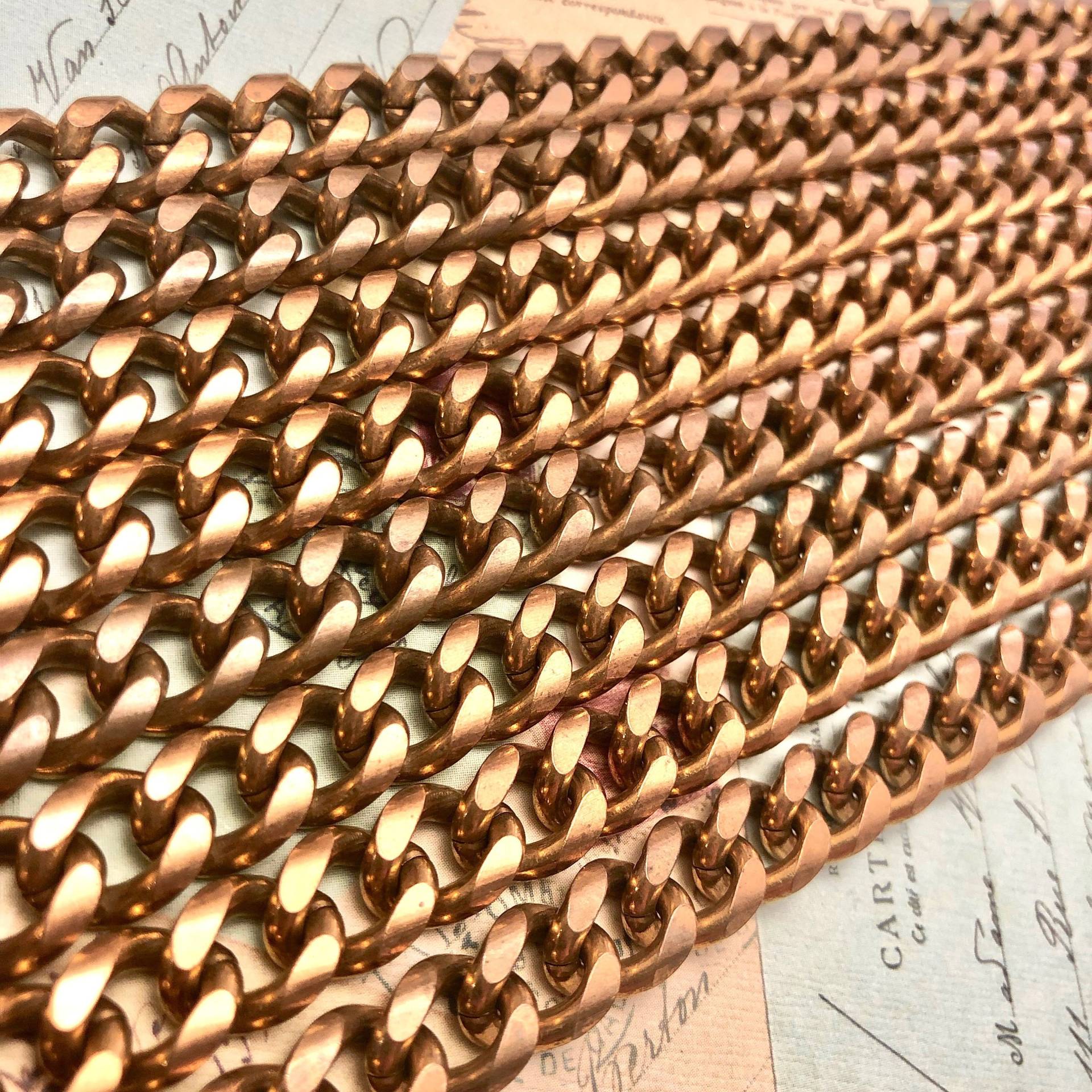 Vintage Gold Messing Panzerkette 9 X 11 Mm | Verkauft Durch Den Fuß | Bra17 von TheModAnt