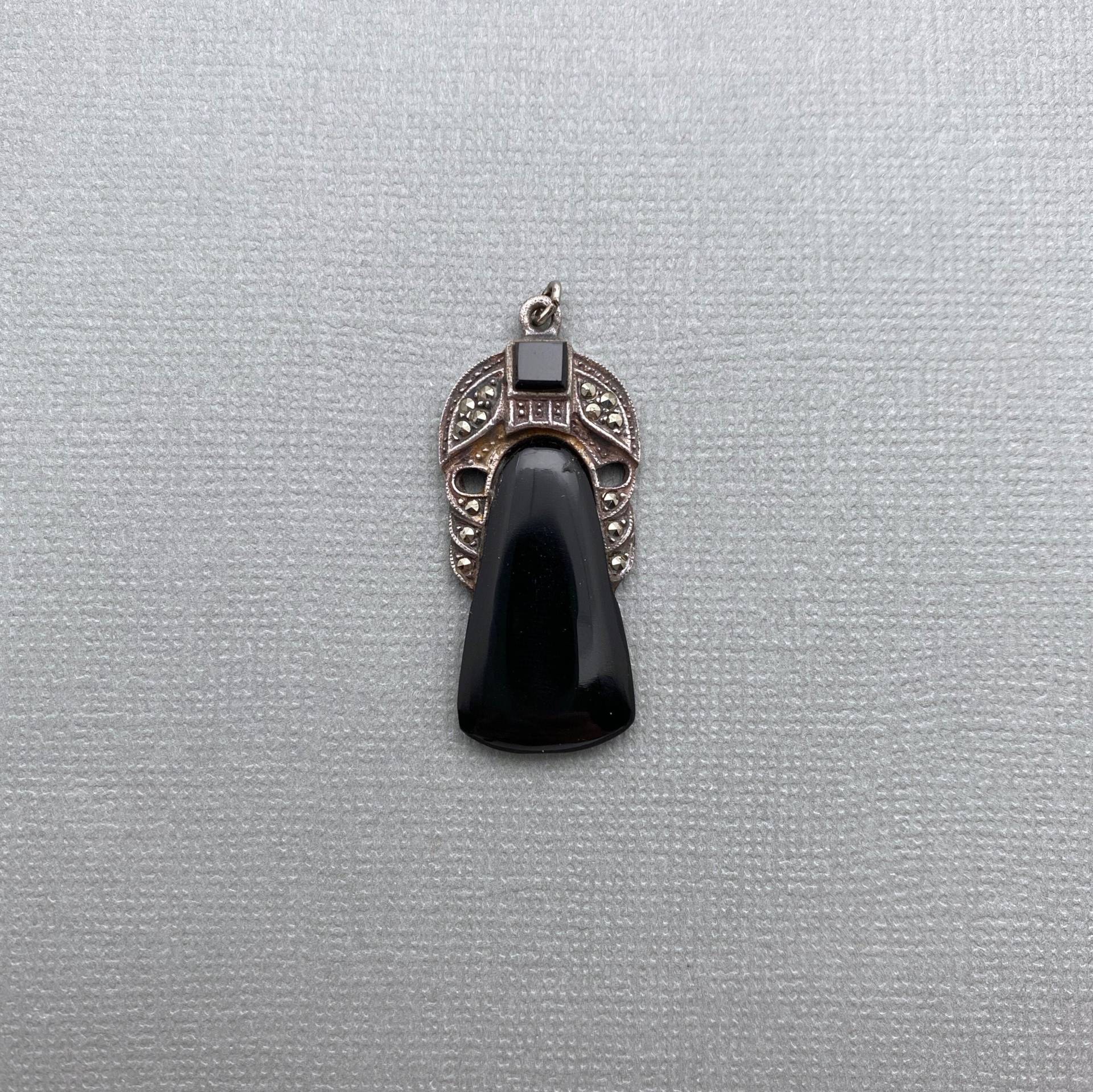 sterling Silber Pyramide Markasit Onyx Anhänger | Sp51 von TheModAnt