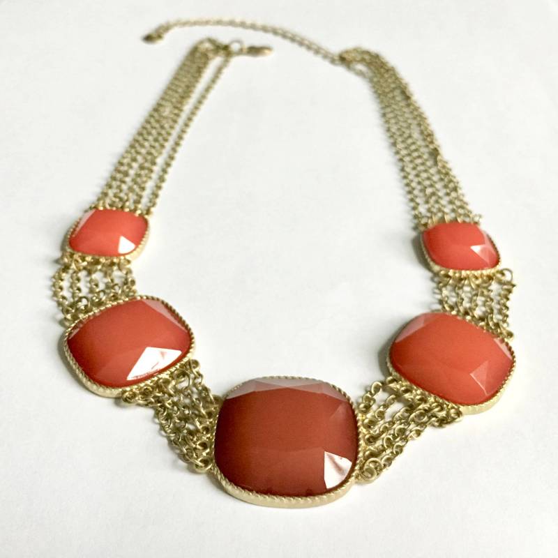 Vintage Halskette - Gold Metall Orange Gemarkt S Kette-Link-Multi-strang von TheModOwl