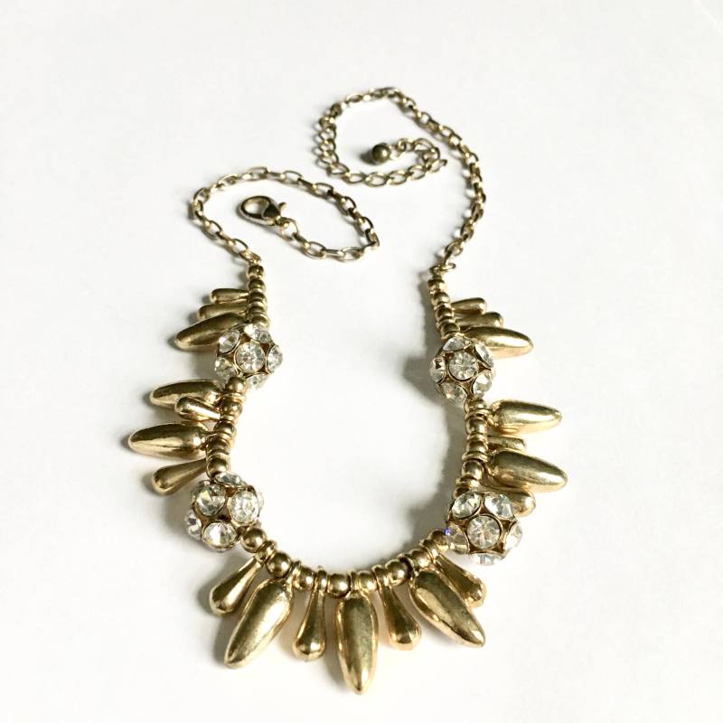 Vintage Halskette - Gold Metall Strass-Kugeln Träne Tropfen von TheModOwl