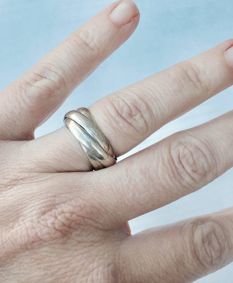 Vintage Sterling Silber Vierstrang Interlocking Ring - Stapelring Puzzle von TheModOwl