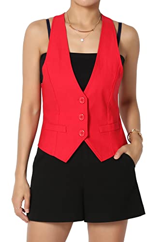 TheMogan Damen Plus Dressy Casual vielseitige Racerback Weste Smoking Anzug Weste - Rot - Small von TheMogan