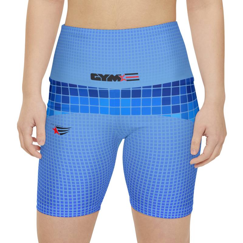 Gymstar Women Fitness Shorts | High Waist Workout Gym Blue Printed Athletic Yoga Compression Training von TheMuscleagents