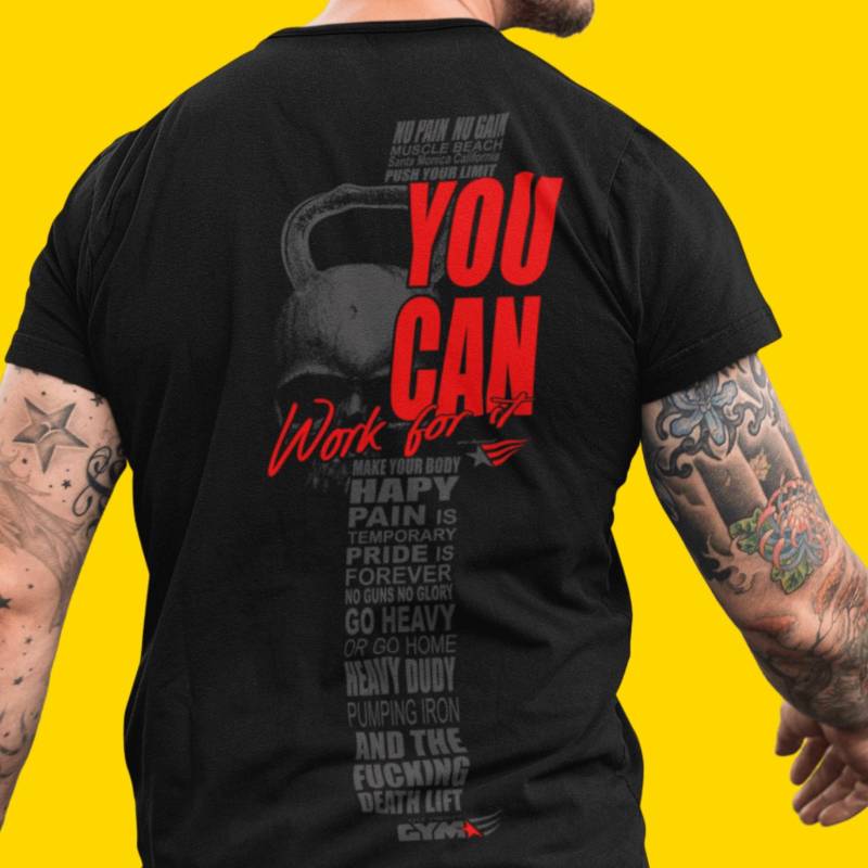 Gymstar "You Can" Bodybuilding Workout T-Shirt | Fitness Sport Apparel Unisex Gym Gear Garment von TheMuscleagents