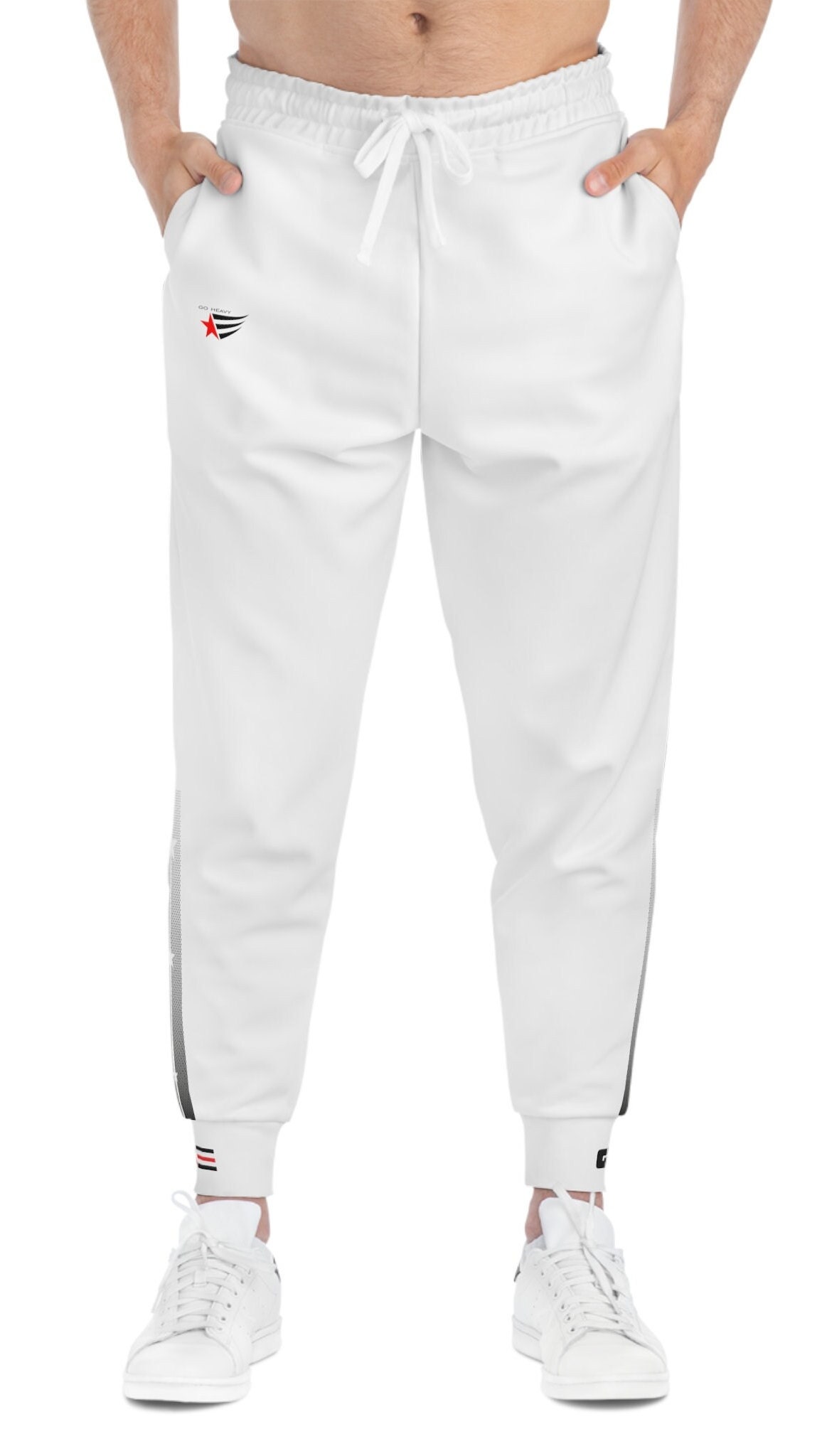 Men's White Gymstar Soft Fleece Joggers | Bodybuilding & Training Sweatpants Powerlifting Gear With Pockets von TheMuscleagents