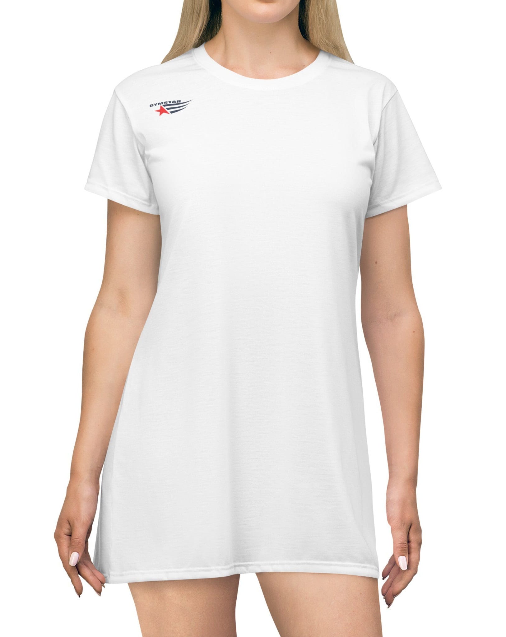 Women's White T-Shirt Dress | Fitness Yoga Cover-Up & Athleisure Gymstar Extreme Comfort Apparel von TheMuscleagents