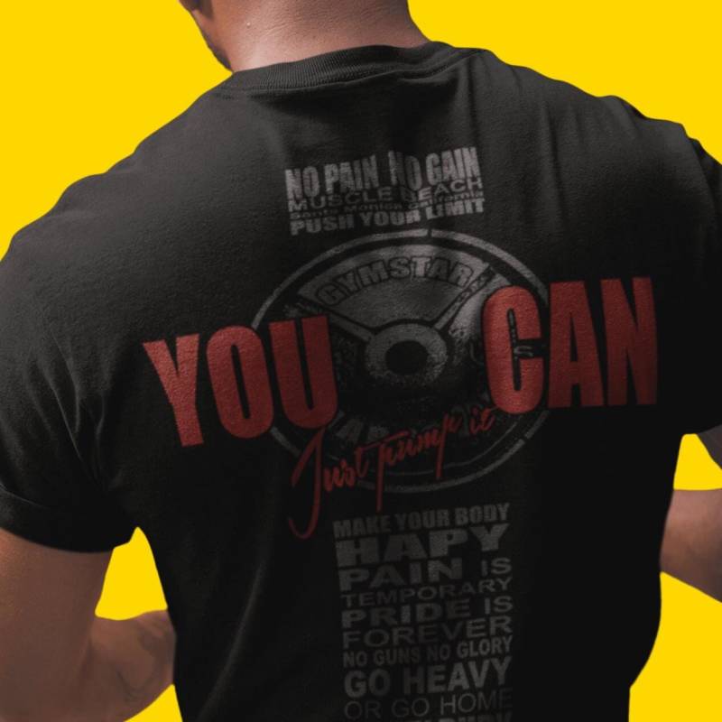 Гзмстар "You Can" Gym Gear Unisex Fitness T-Shirt | Softstyle Bodybuilding Apparel Crossfit Garment Gift von TheMuscleagents